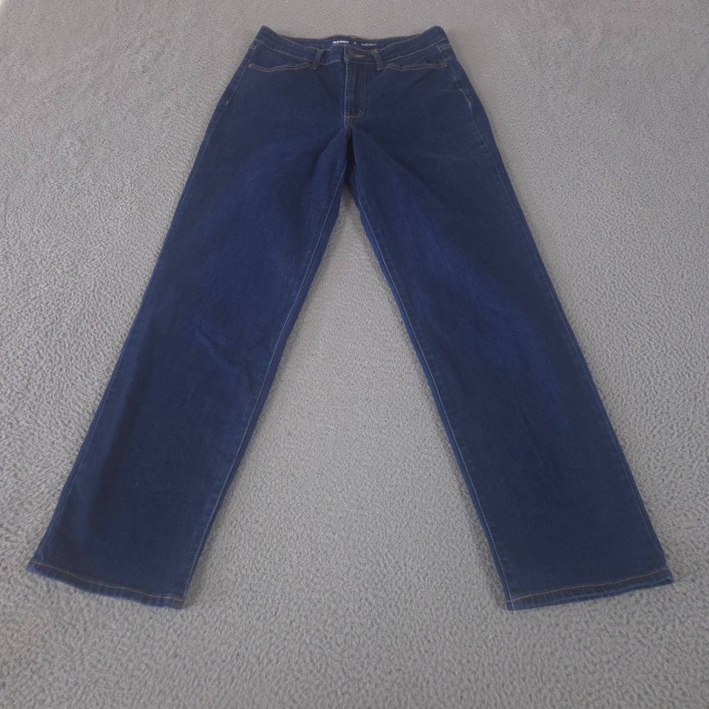Old Navy Jeans Womens 8 Tall Blue Wow Loose High Waisted Straight Leg Denim